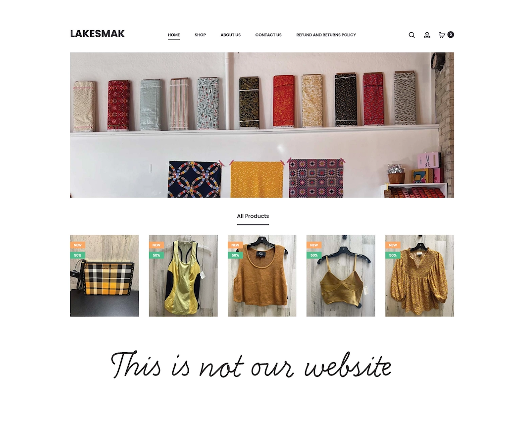 Beware of Scam Website impersonating Lakes Makerie!