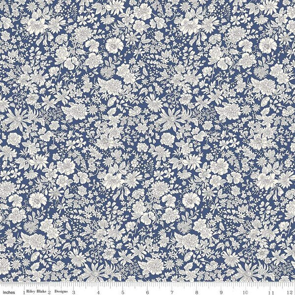 Liberty Lasenby Cotton, Emily Belle, Sapphire, 1/4 yard