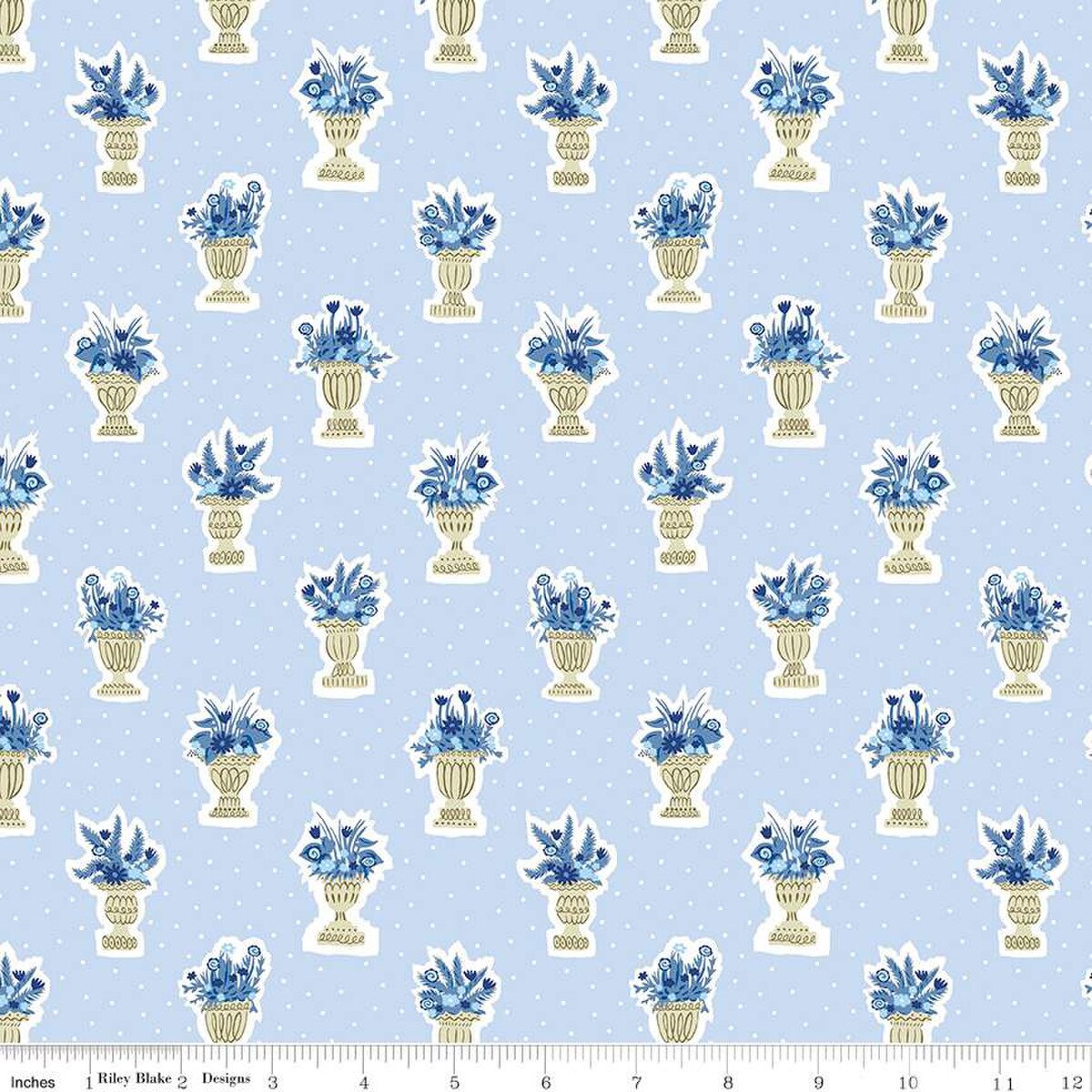 Liberty Lasenby Cotton, Garden Party Blue China, Jardinier, 1/4 yard