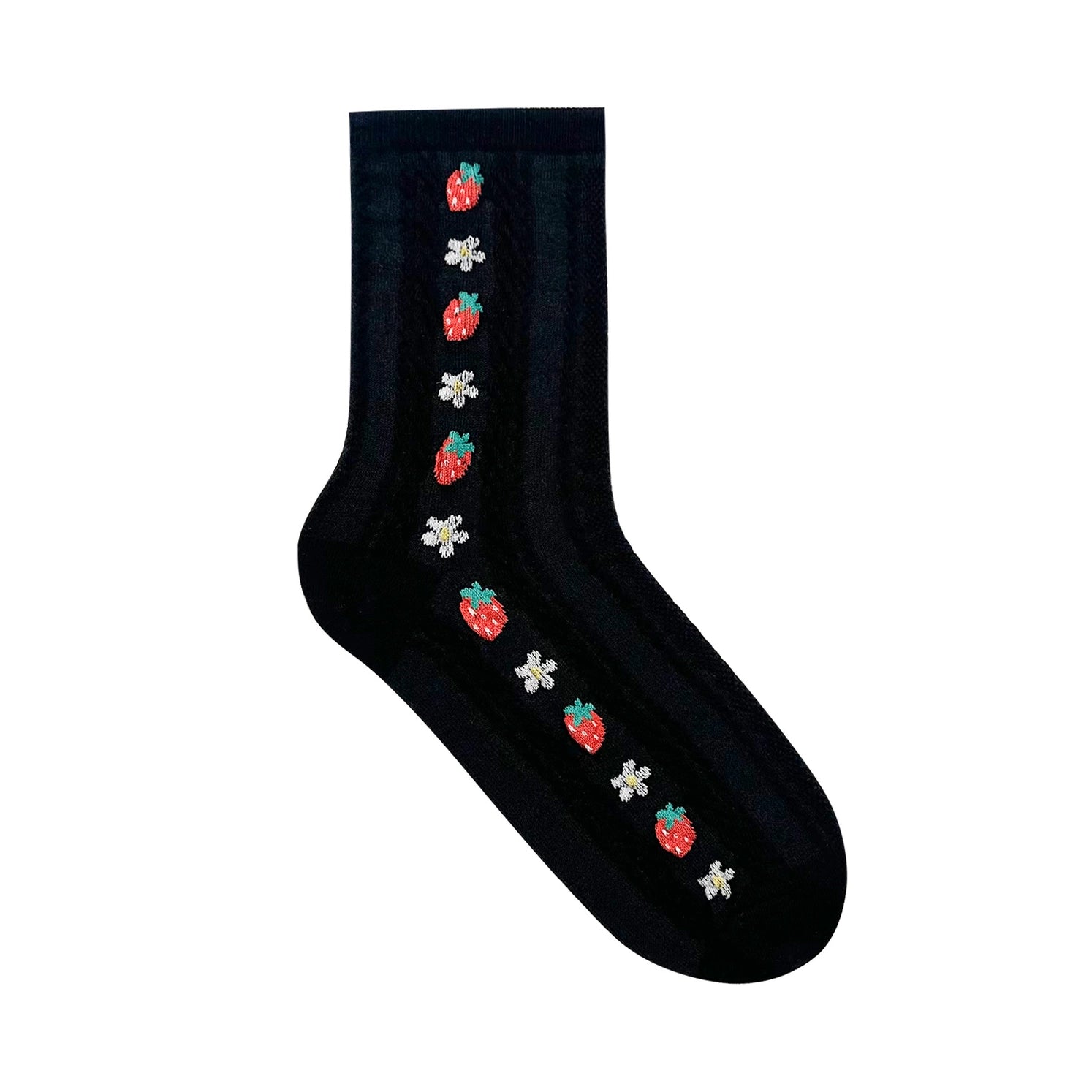 Women's Crew Strawberry Pattern Socks, multiple colorways