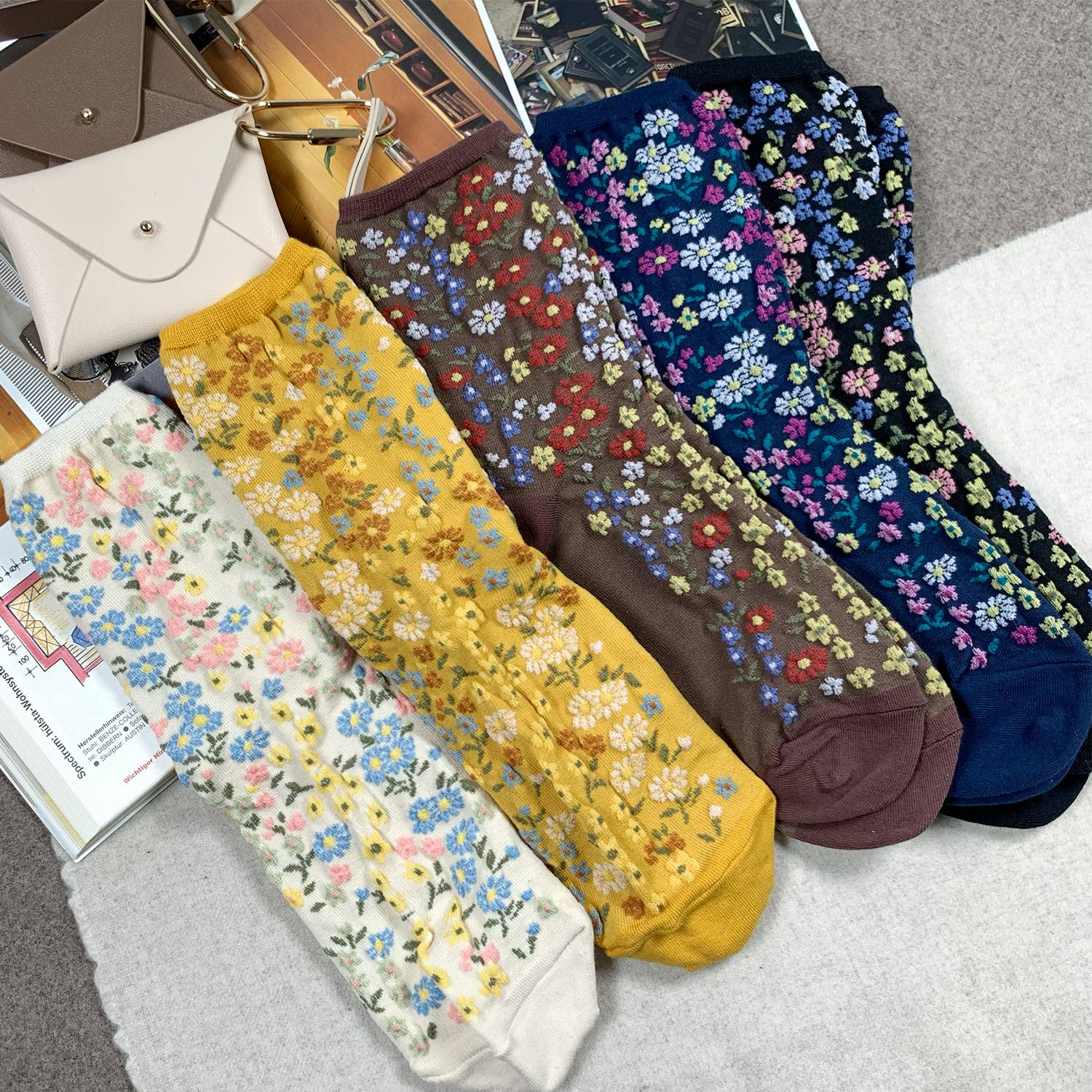 Women's Crew Blooming Garden Socks, multiple colorways