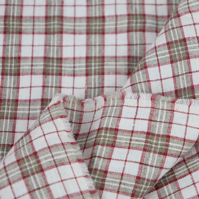 Irish Linen, Gurteen Red/Natural/White Plaid , 1/4 Yard