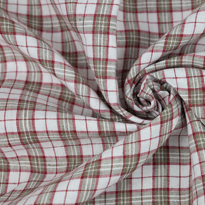 Irish Linen, Gurteen Red/Natural/White Plaid , 1/4 Yard