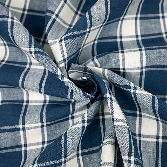 Irish Linen, Lismore Navy Plaid, 1/4 Yard