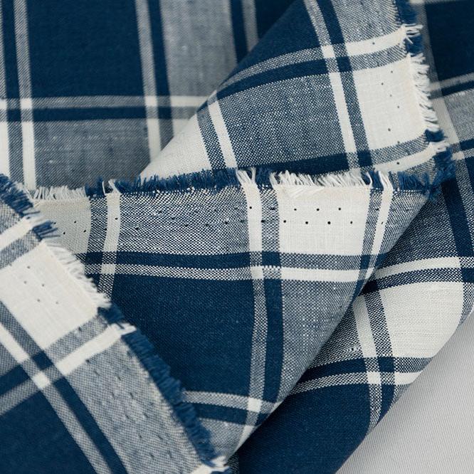 Irish Linen, Lismore Navy Plaid, 1/4 Yard