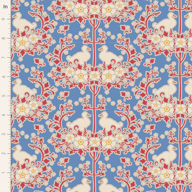 Tilda Jubilee, "Duck Nest", Blue Cotton Fabric, 1/4 yard