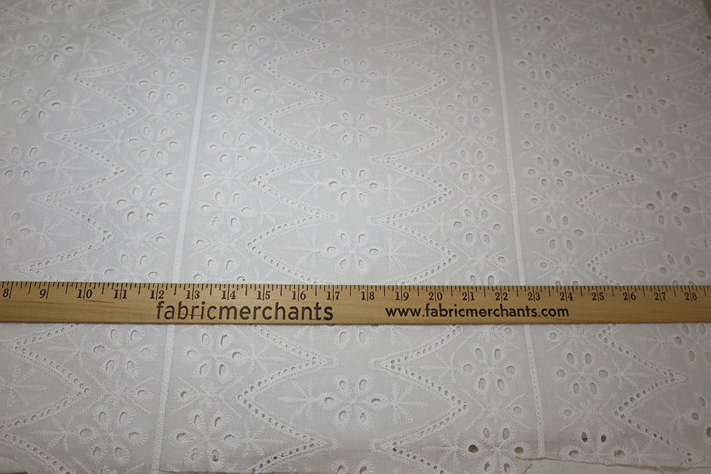 Cotton Embroidered Eyelet Fabric, White, 1/4 Yard
