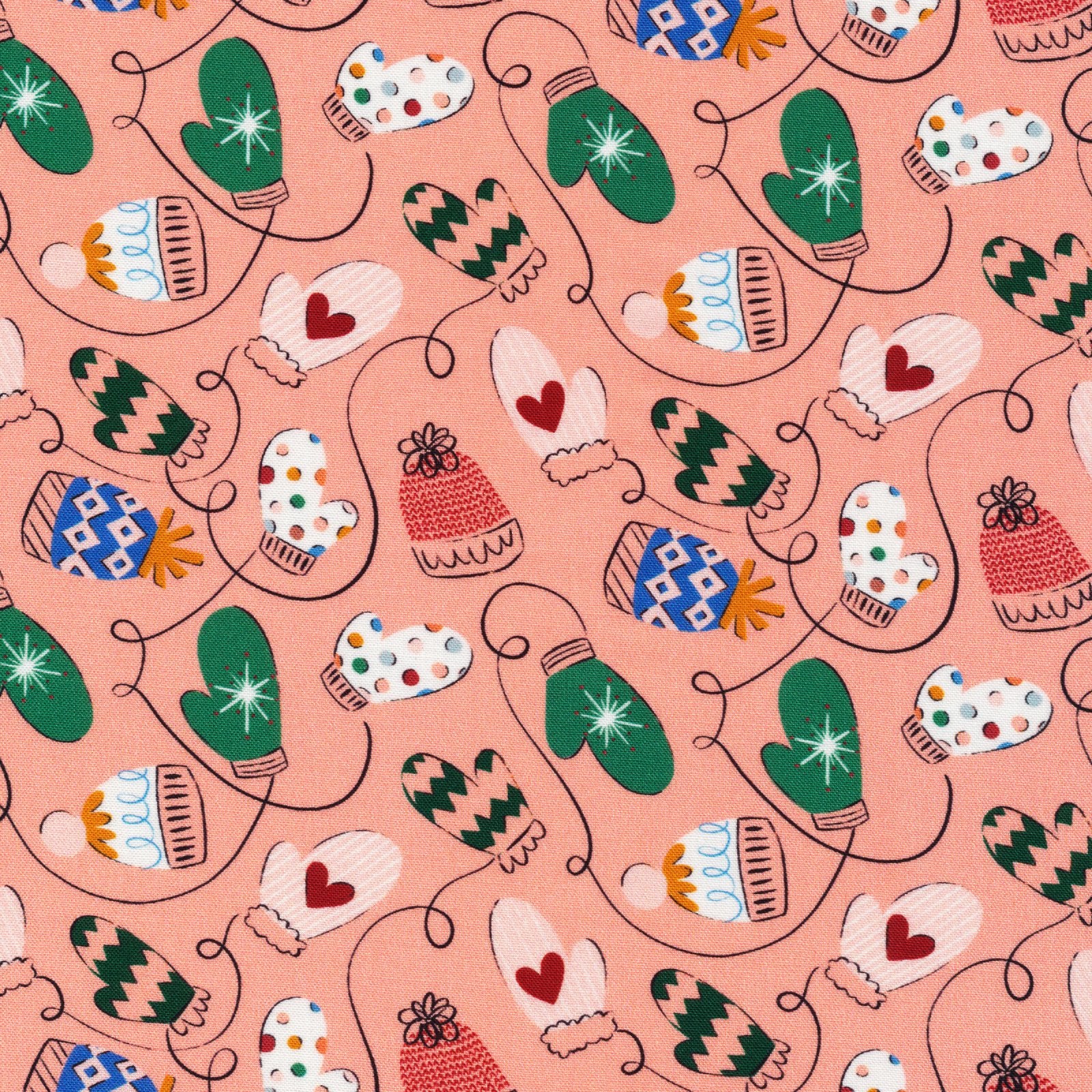Cloud 9 Warm & Cozy by MK Surface, "Mittens", Organic Cotton, 1/4 yard