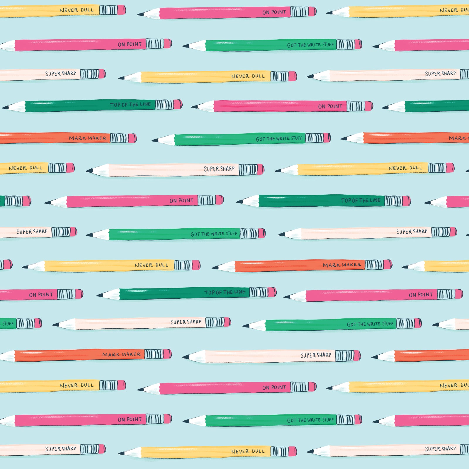 Cloud 9 Teacher's Pet, Punny Pencils, Organic cotton, 1/4 yard