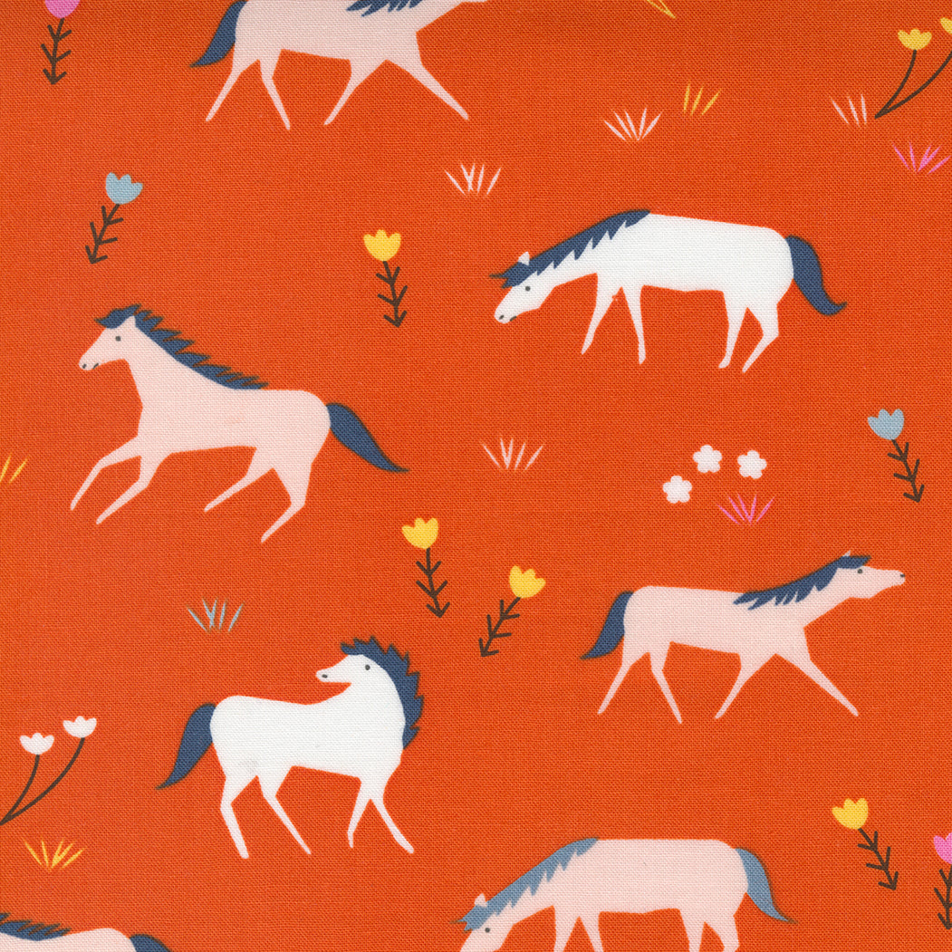 Aneela Hoey, Meander Horses, Geranium, 1/4 yard
