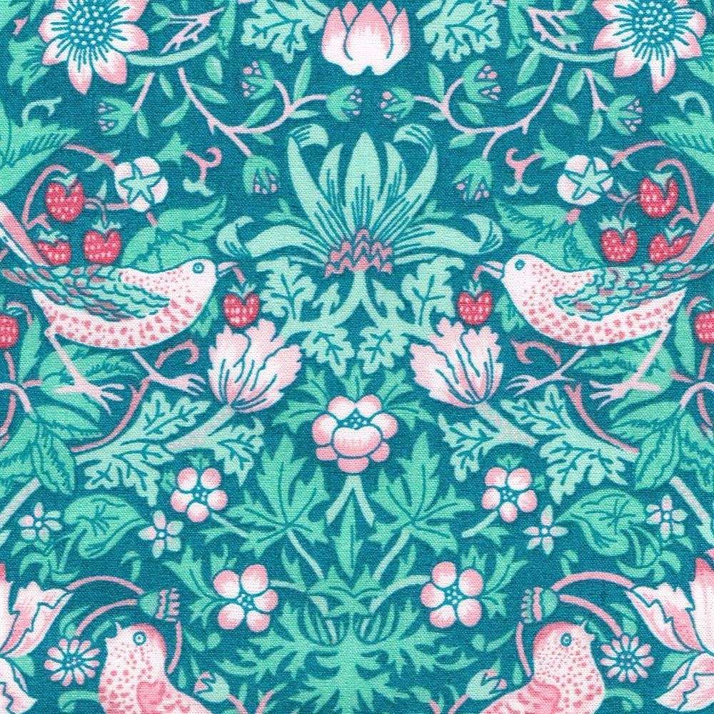 Liberty Tana Lawn Cotton Fabric Strawberry Thief Wild Mint X, 1/4 yard