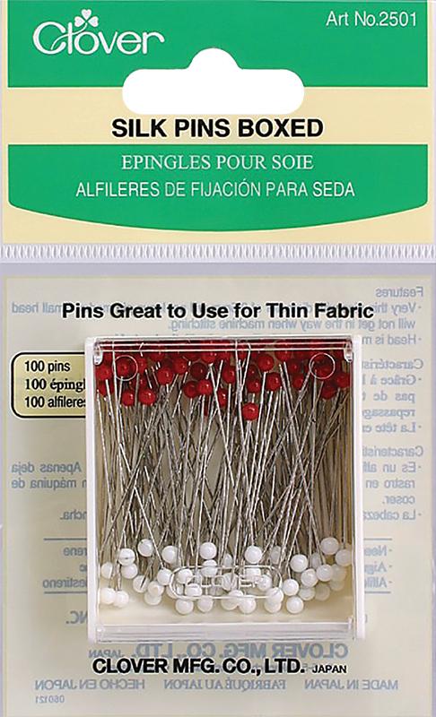 Clover Silk Pins with Red Glass heads