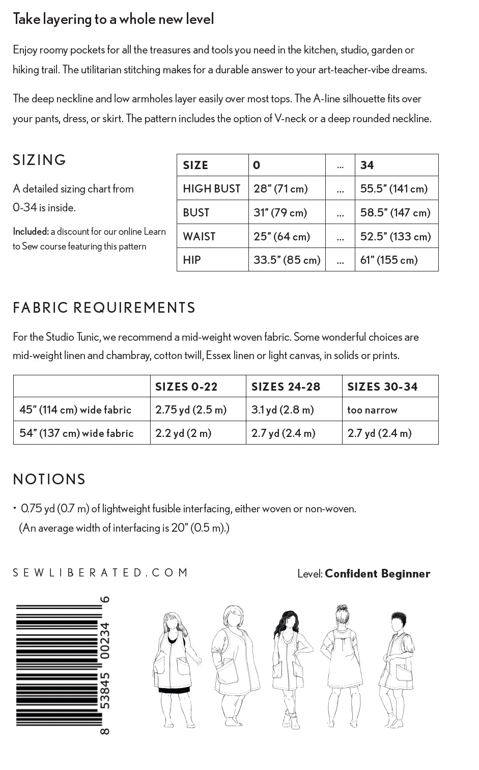 Sew Liberated, Studio Tunic Paper Pattern
