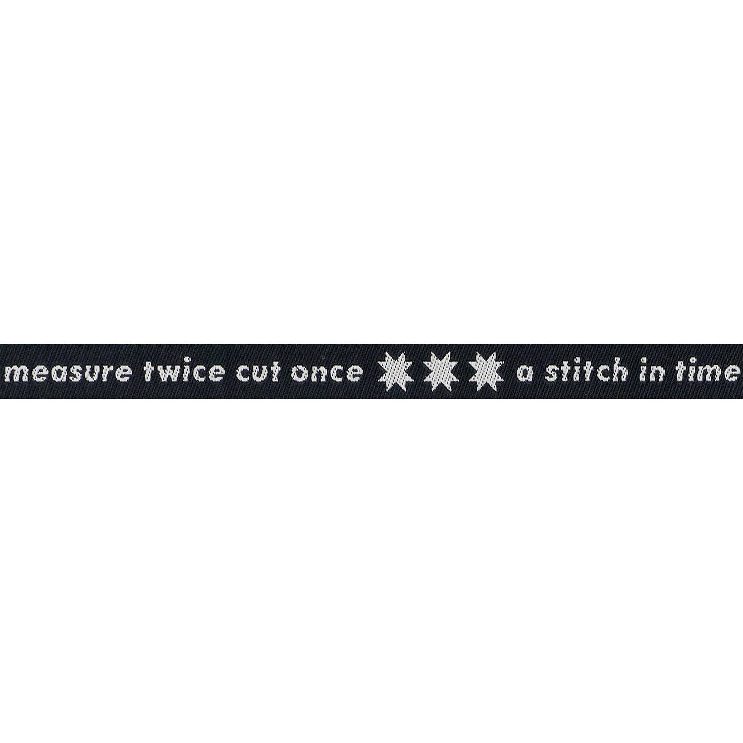 Ribbon, Catnap - by Alexia Abegg, -Measure Twice in Black - 3/8" width, one yard