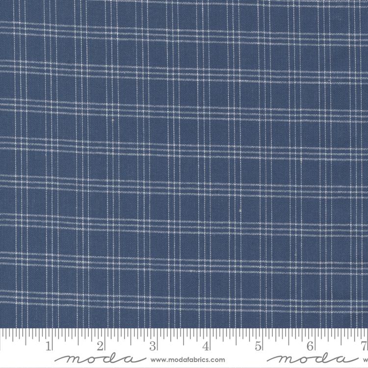 Isabella Wovens - White Windowpane Check on Blue, 1/4 yard