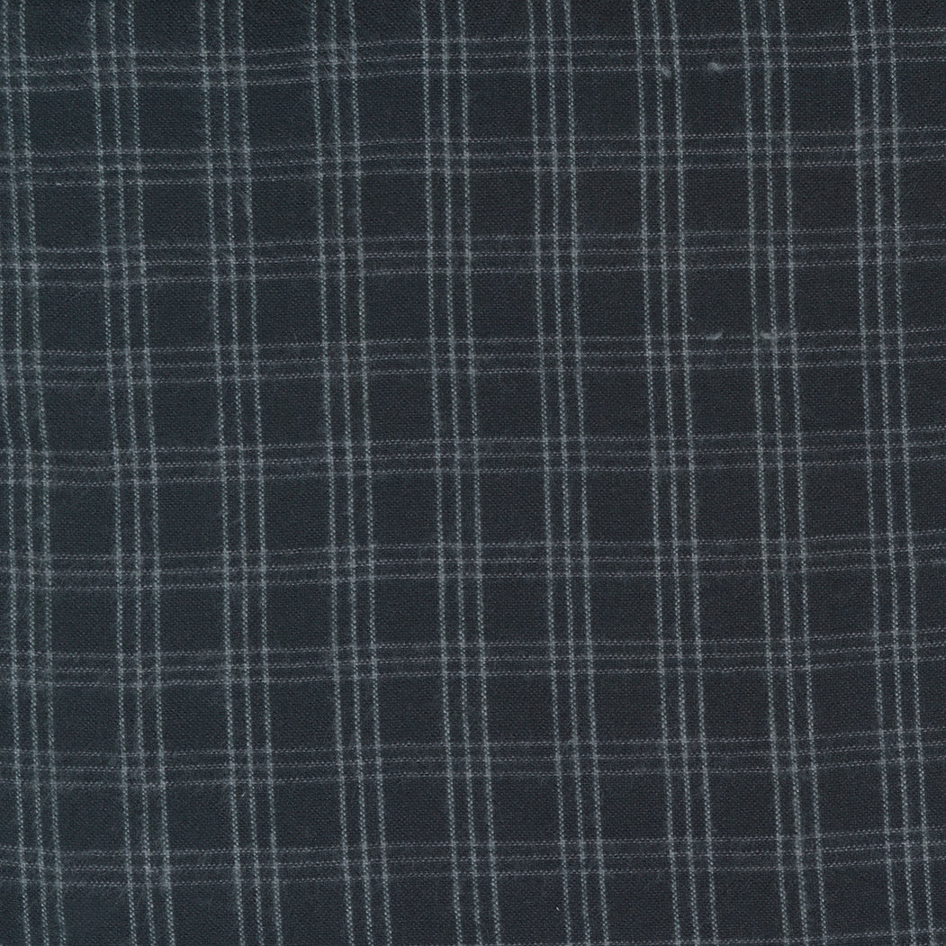 Brushed cotton double windowpane on charcoal, 1/4 yard