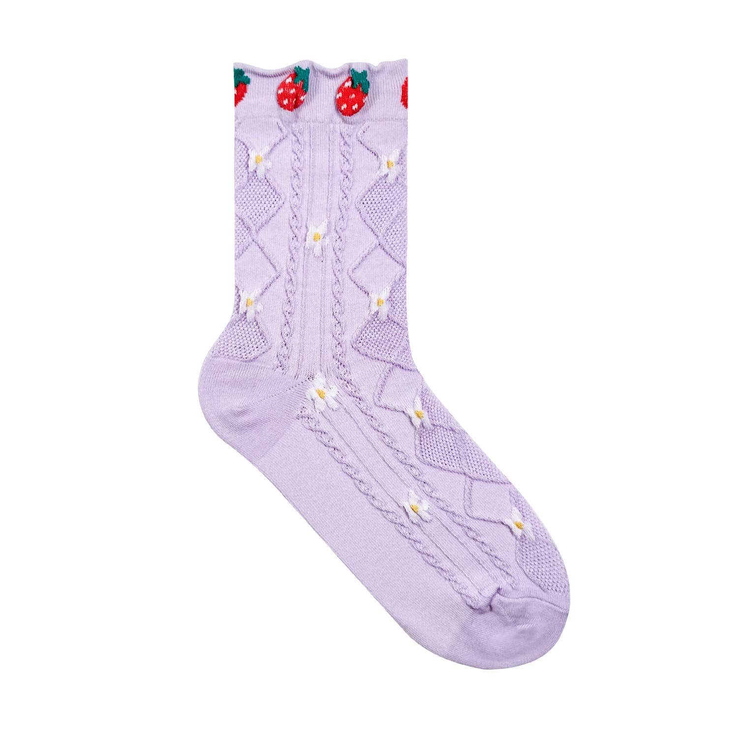 Women's Crew Strawberry Pattern Socks, multiple colorways