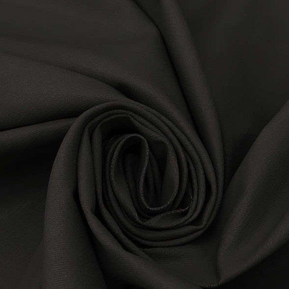 Coated Cotton Lycra Denim, Dead Black, 1/4 yard