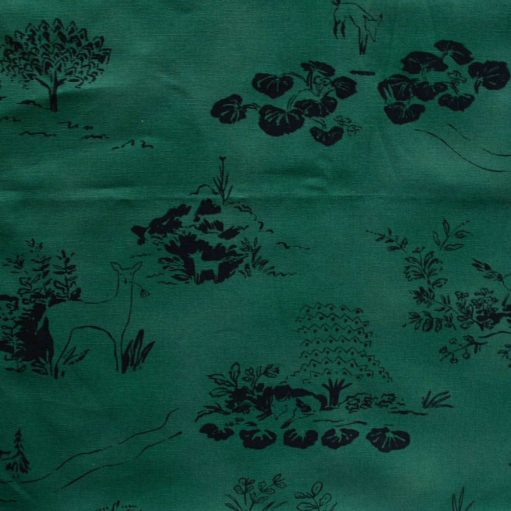 Birch Organic There was a Fox by Emily Isabella, Fox Toile Emerald Canvas , 1/4 yard