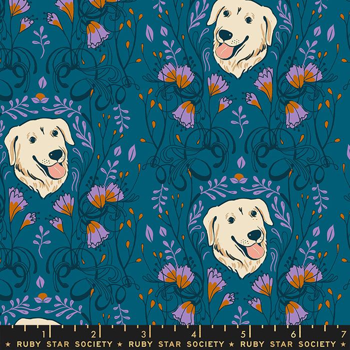 Ruby Star, Dog Park, "Golden Garden", Cotton Fabric, 1/4 yard