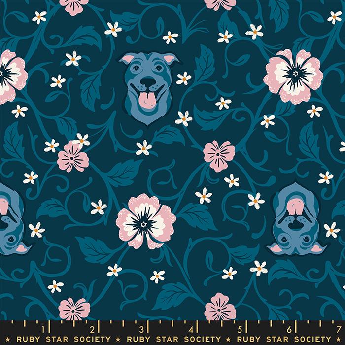 Ruby Star, Dog Park, "Pitbull Floral", Cotton Fabric, 1/4 yard
