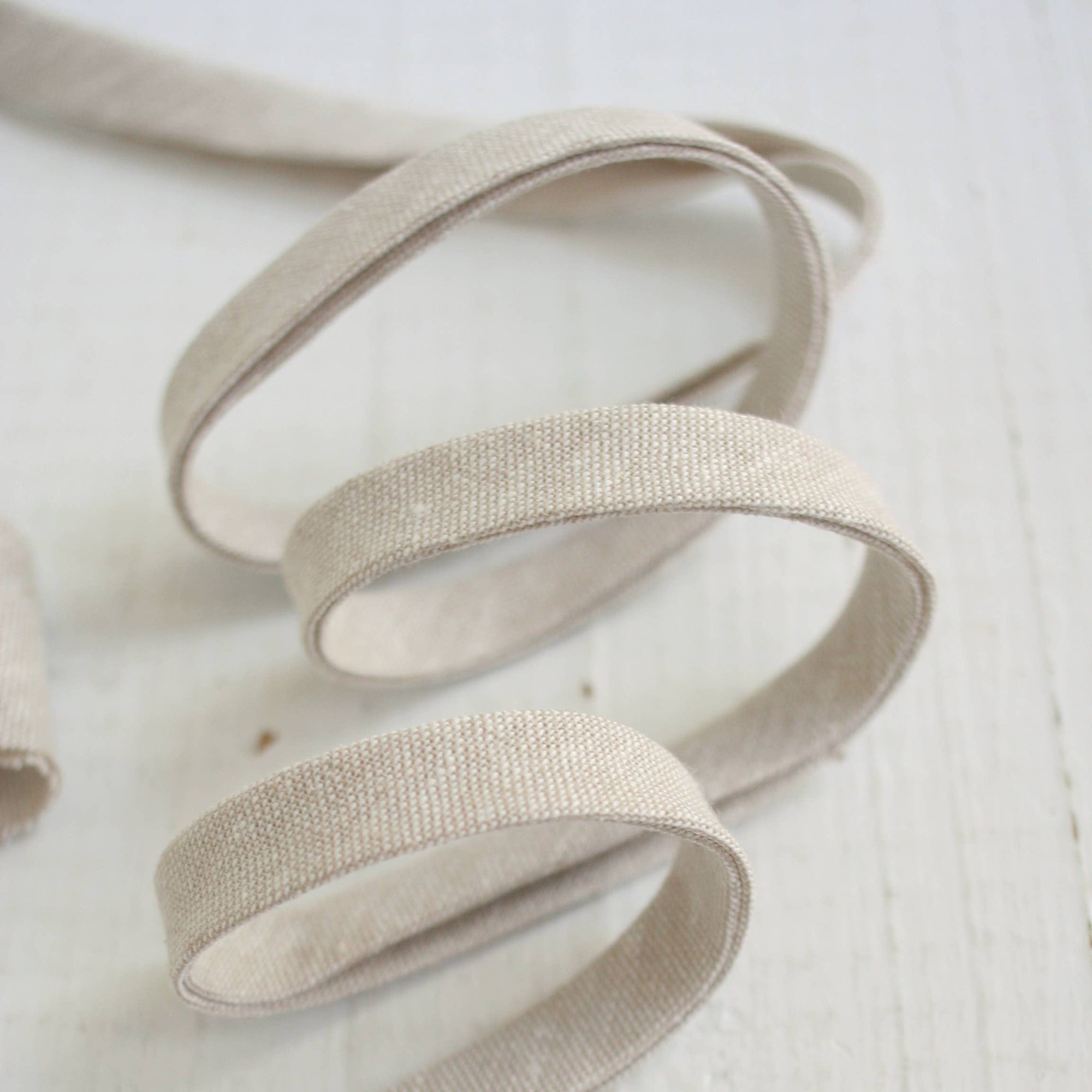 1/2" Double Fold Bias Binding - Flax Linen/Cotton Blend, one yard