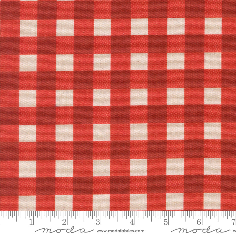 Farm and Garden Canvas, Cotton-Linen Fabric, Tomato or Indigo, 1/4 yard