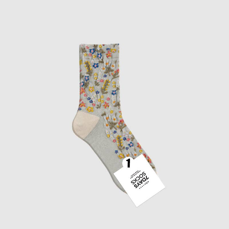 Women's Crew Harga Garden Flower Socks, Pale Blue or chocolate