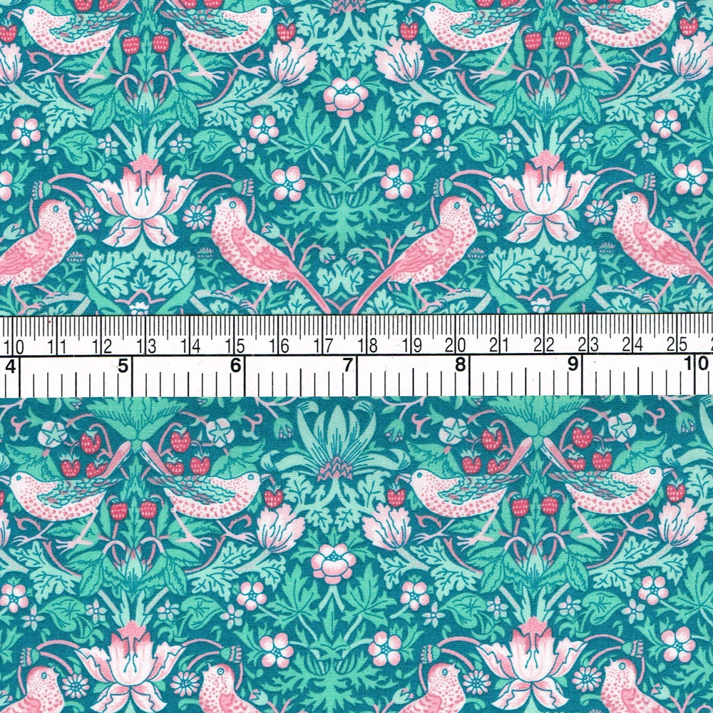 Liberty Tana Lawn Cotton Fabric Strawberry Thief Wild Mint X, 1/4 yard