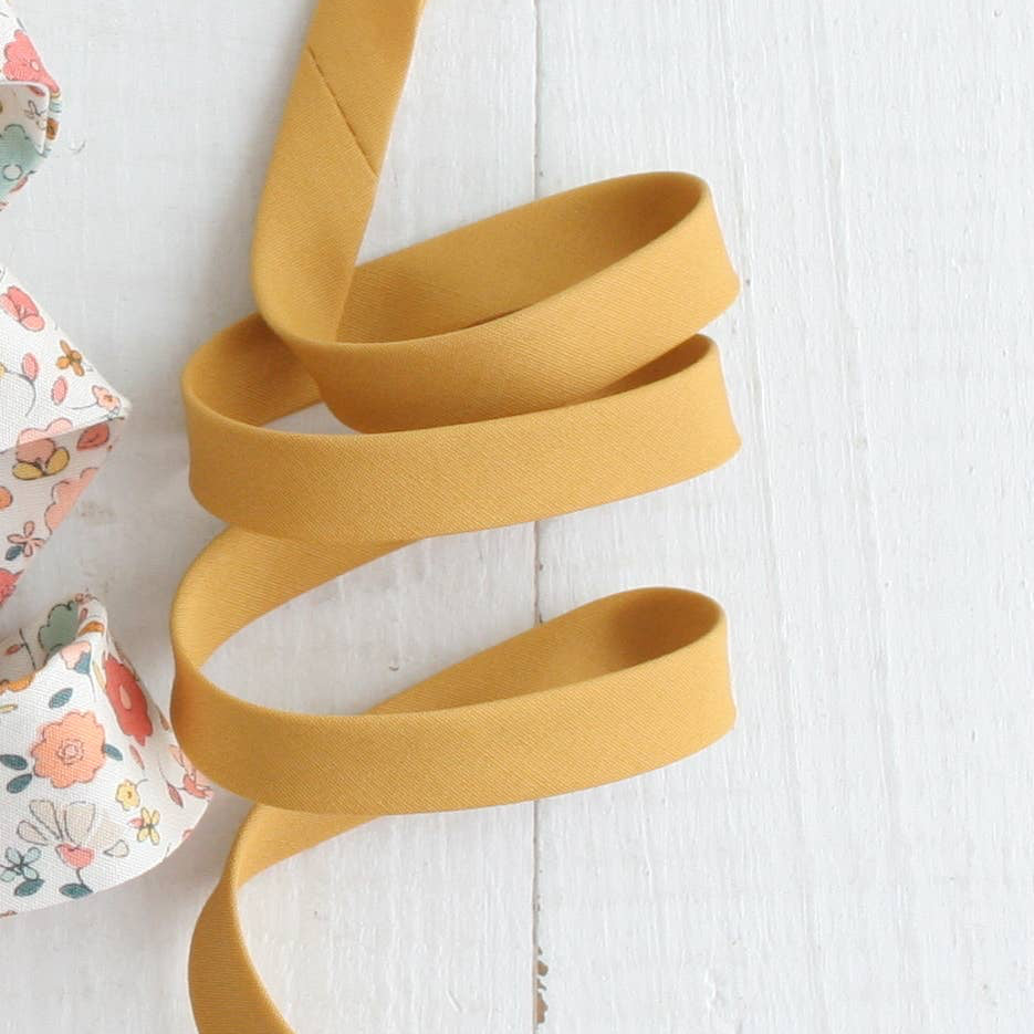 1/2" Double Fold Bias Binding - Honey Pure Solid, one yard