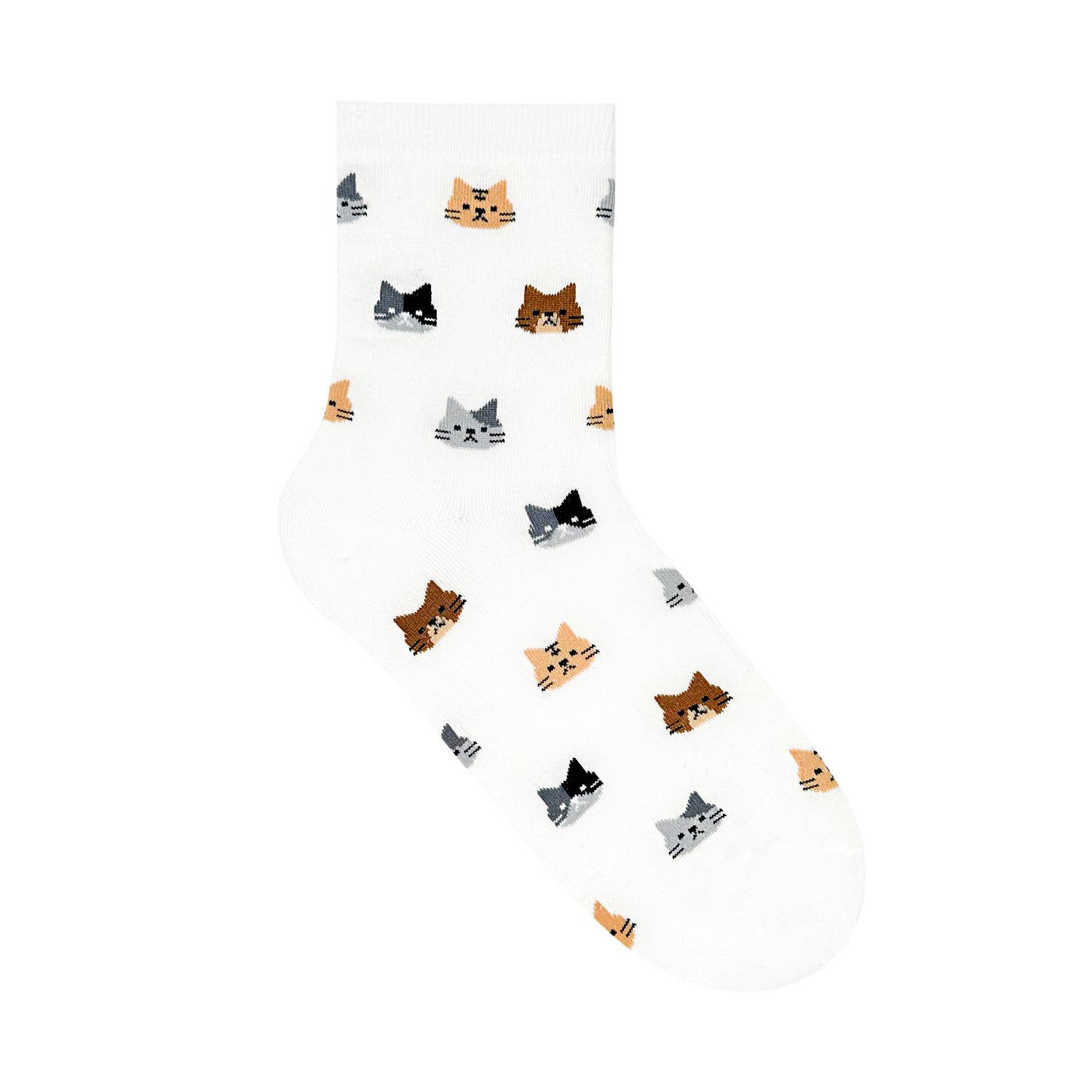 Women's Crew Cat Friends Socks, white