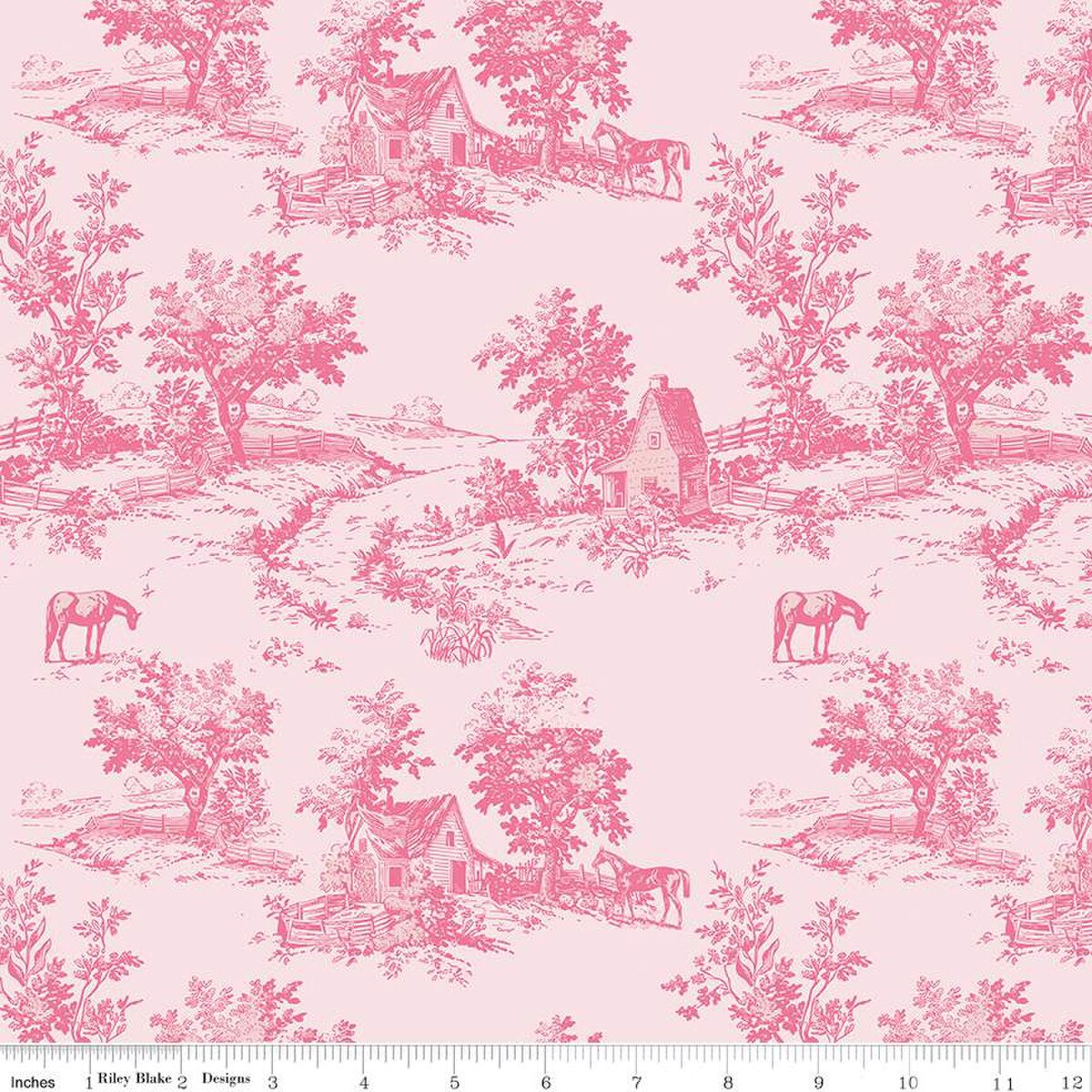 Bluegrass Charm, Toile, Green, Navy or Pink 1/4 yard