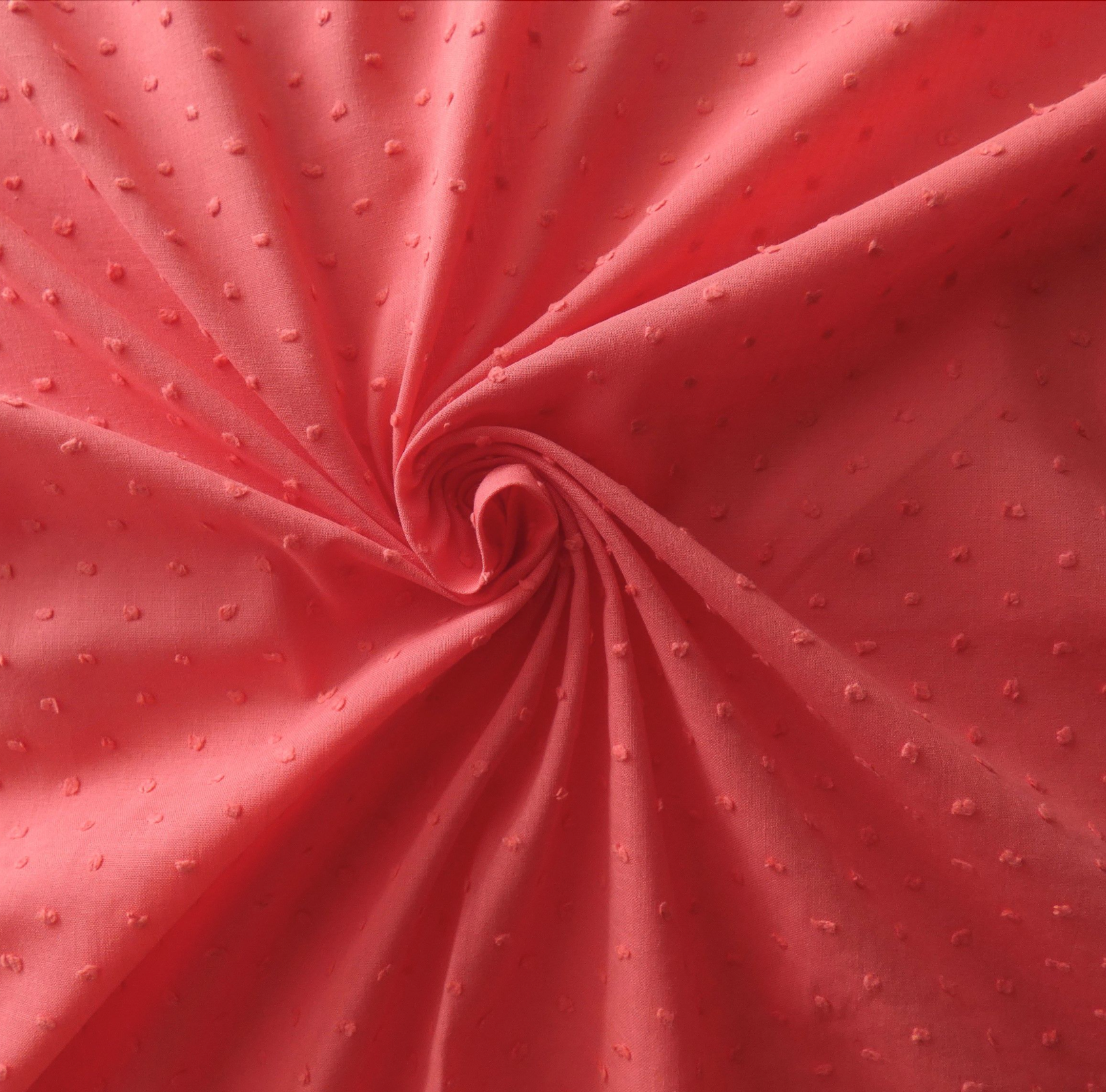 Remnant 1010025 McElroy "Alabama" Swiss Dot Cotton Batiste Fabric, neon coral, 2.25 yard cut