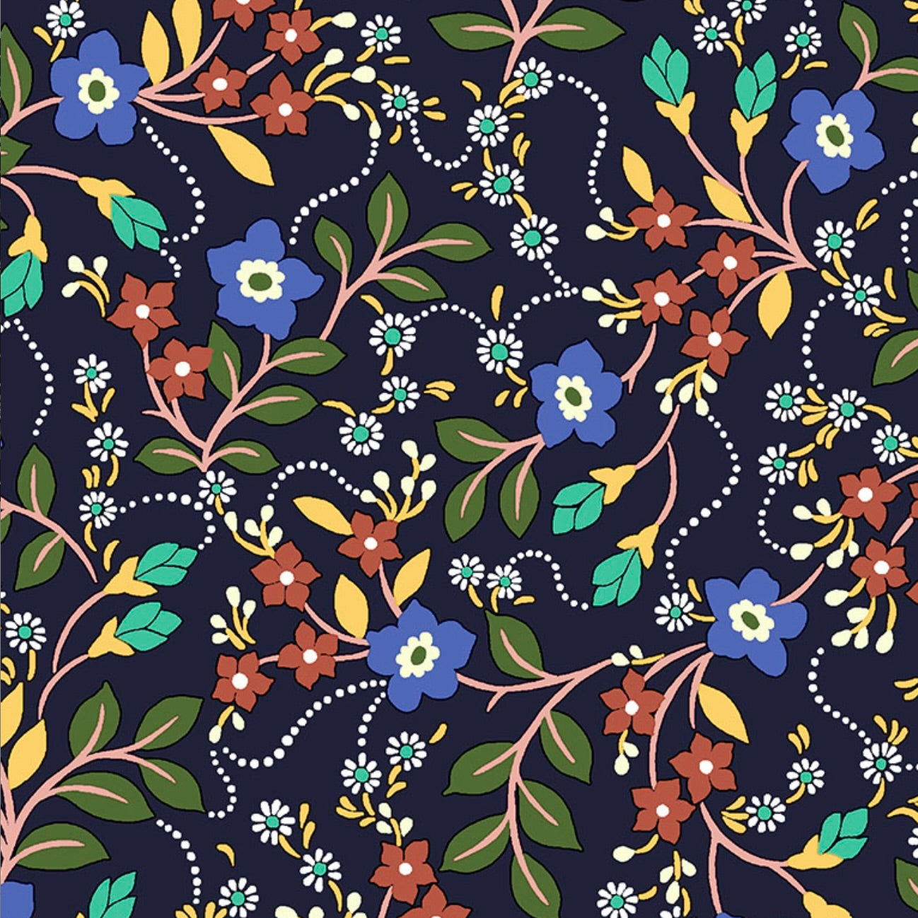 Liberty Tana Lawn Cotton Fabric, "Daisy's Ballet", Black, 1/4 yard