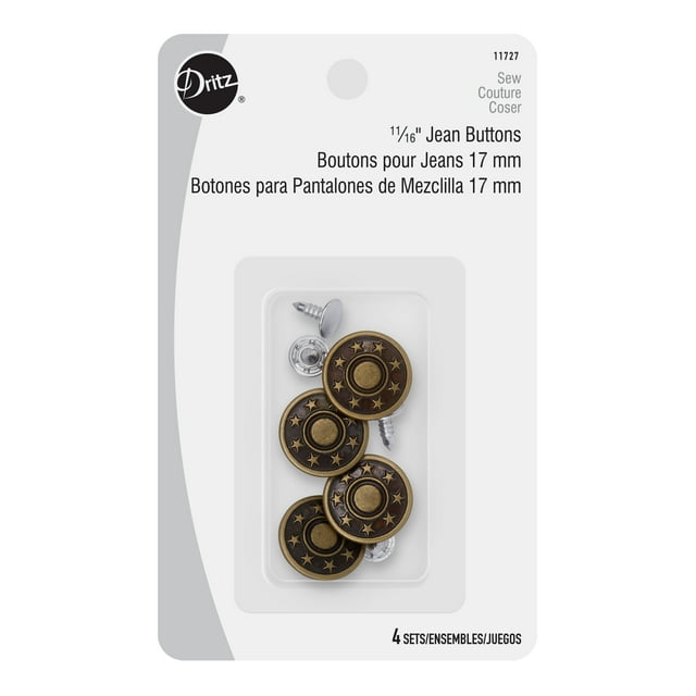 11/16" Antique Brass Jeans Buttons