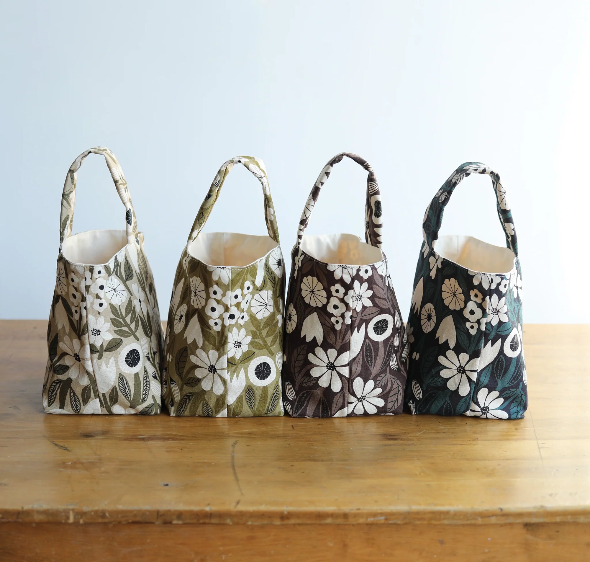Gather by bookhou - Flowers Cotton Linen Canvas, four colorways, 1/4 yard