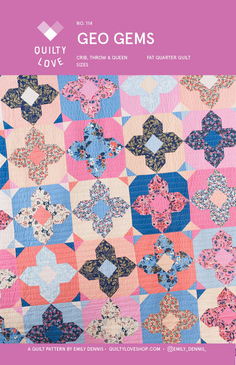 Quilty Love Geo Gems Printed Quilt Pattern