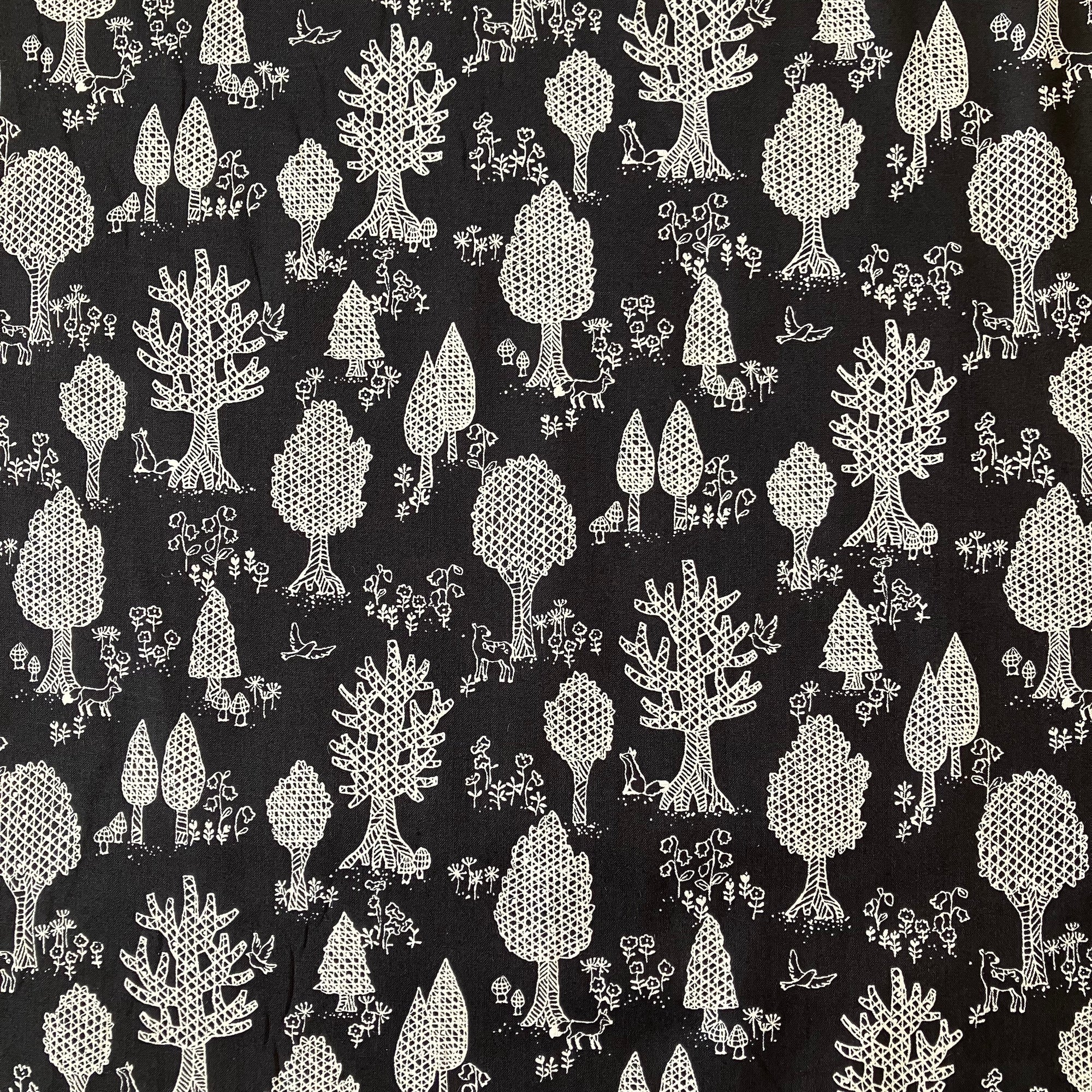 Hokkoh, Forest Friends Abstraction Japanese Lawn, black or navy, 1/4 yard