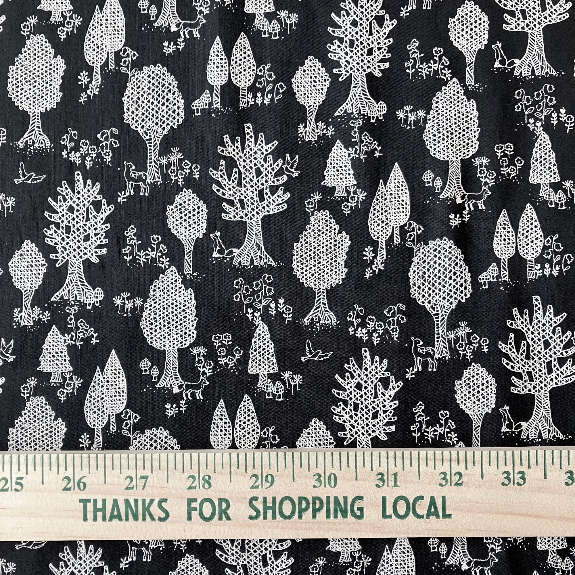 Hokkoh, Forest Friends Abstraction Japanese Lawn, black or navy, 1/4 yard