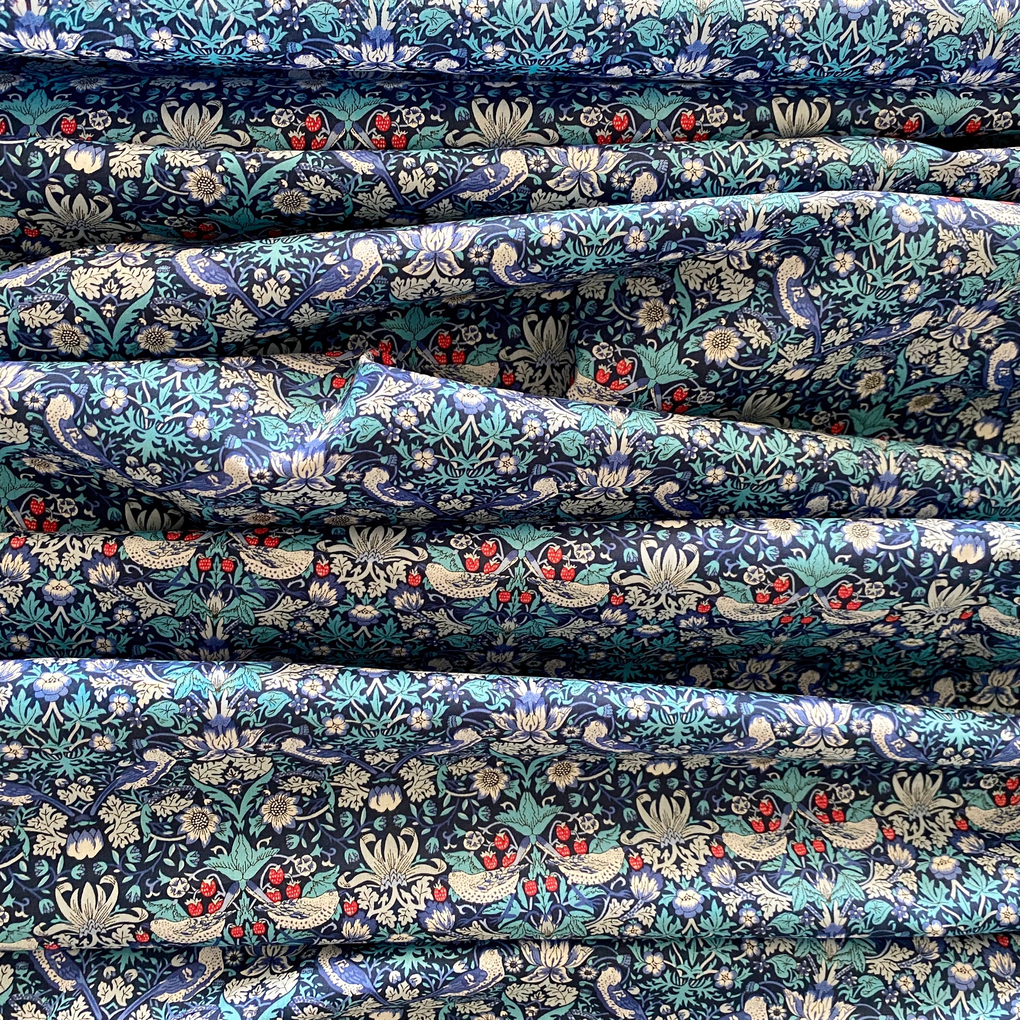 Liberty Tana Lawn Cotton Fabric Strawberry Thief Blue, 1/4 yard
