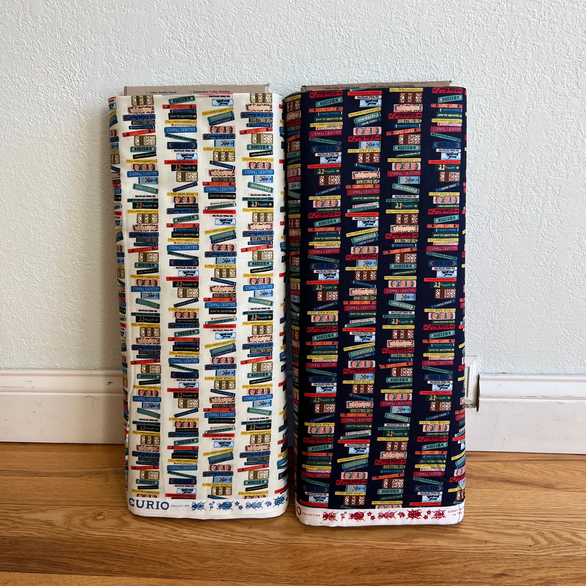Rifle Paper Co, Curio - Book Club - Navy Metallic Fabric, 1/4 yard