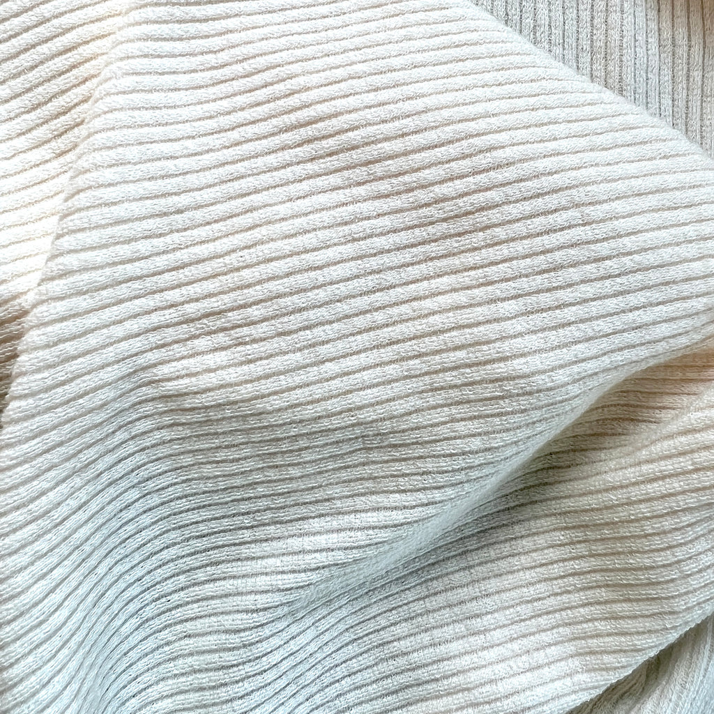 Modal/cotton/lycra Rib Knit, cream, Designer Deadstock, 1/4 yard