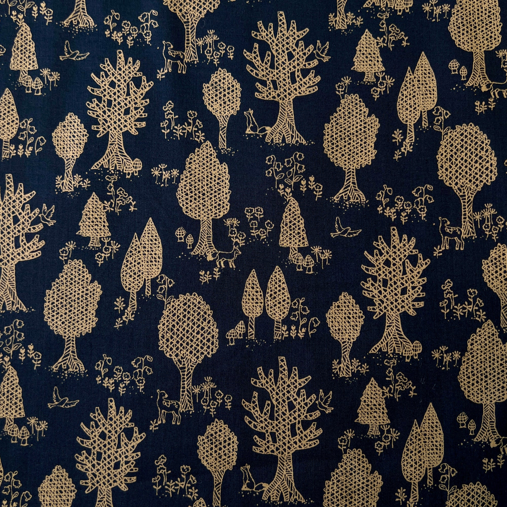 Hokkoh, Forest Friends Abstraction Japanese Lawn, black or navy, 1/4 yard
