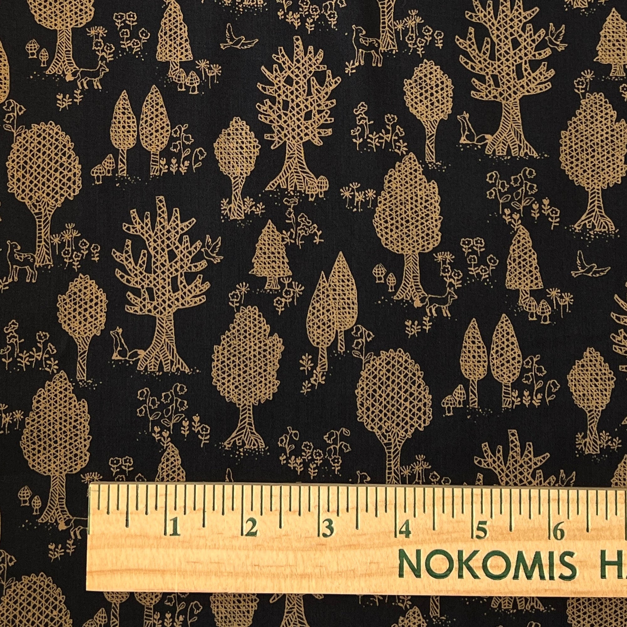 Hokkoh, Forest Friends Abstraction Japanese Lawn, black or navy, 1/4 yard