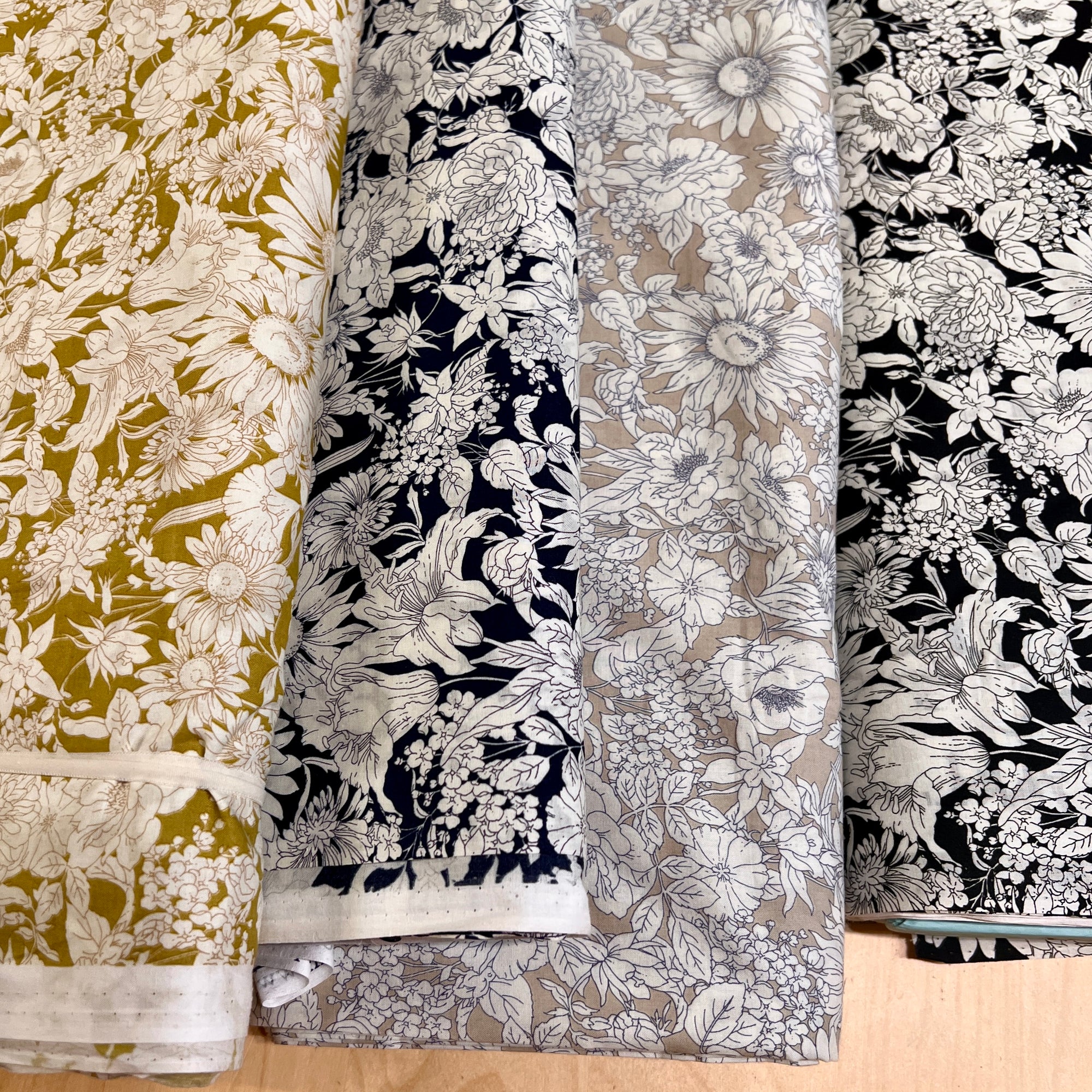 Kokka Flownny, Japanese Cotton Lawn, "Mixed Flowers", multiple colorways, 1/4 yard