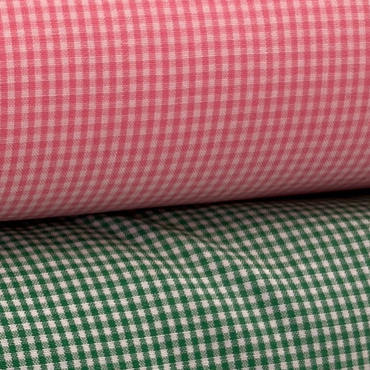 Fine Baby Check Cotton Shirting, green or pink, 1/4 yard