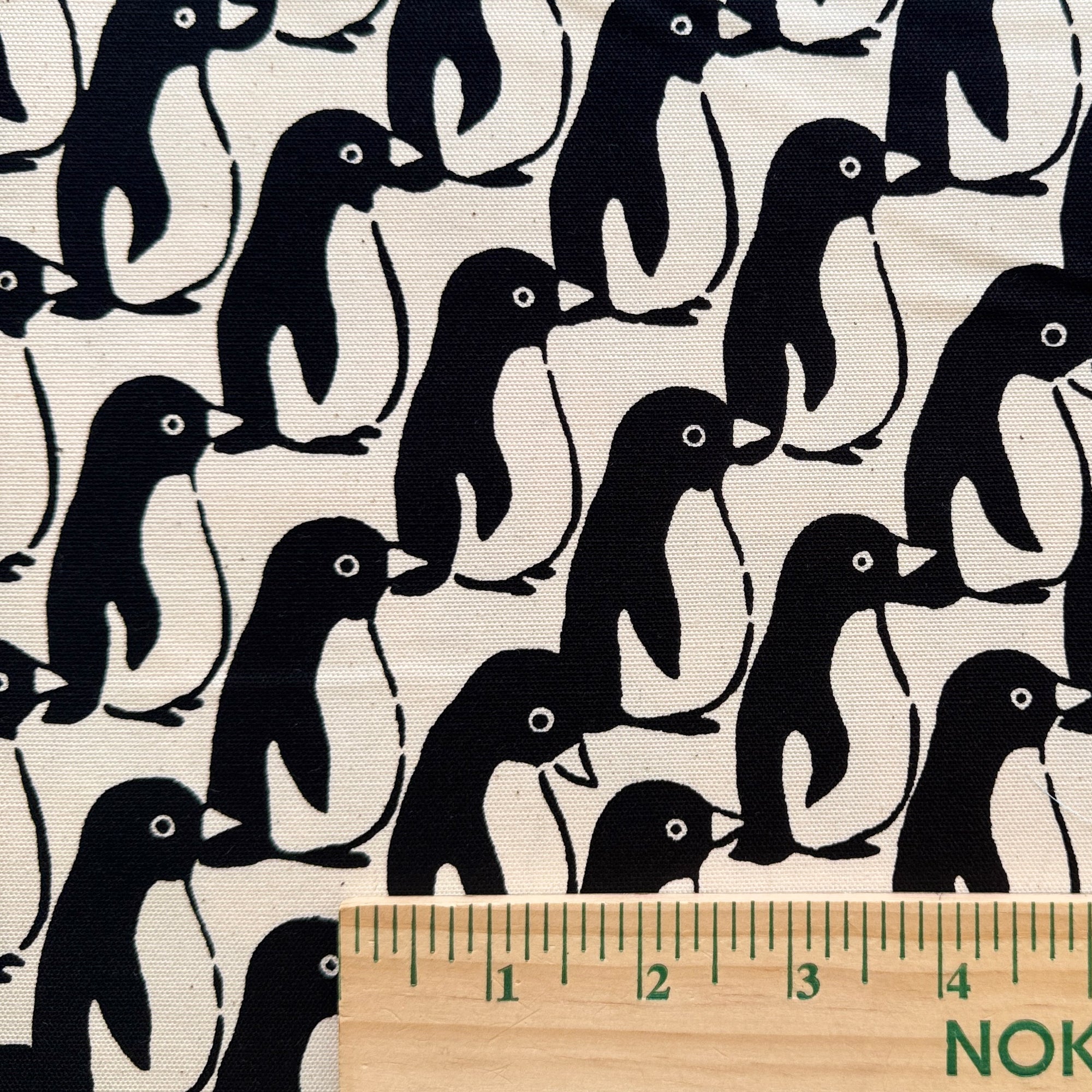 Penguins Japanese Cotton Canvas Fabric, Navy or black, 1/4 yard