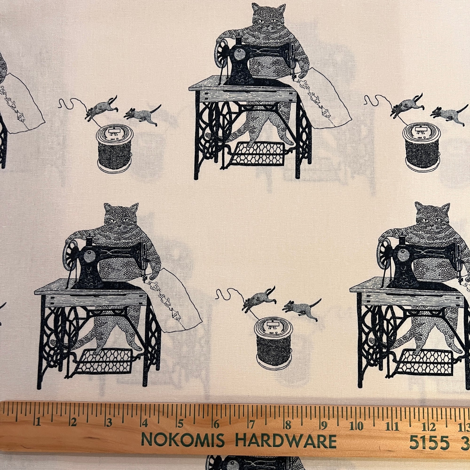 Naoya Hata Purrfect Stitches Canvas, Ivory, 1/4 yard