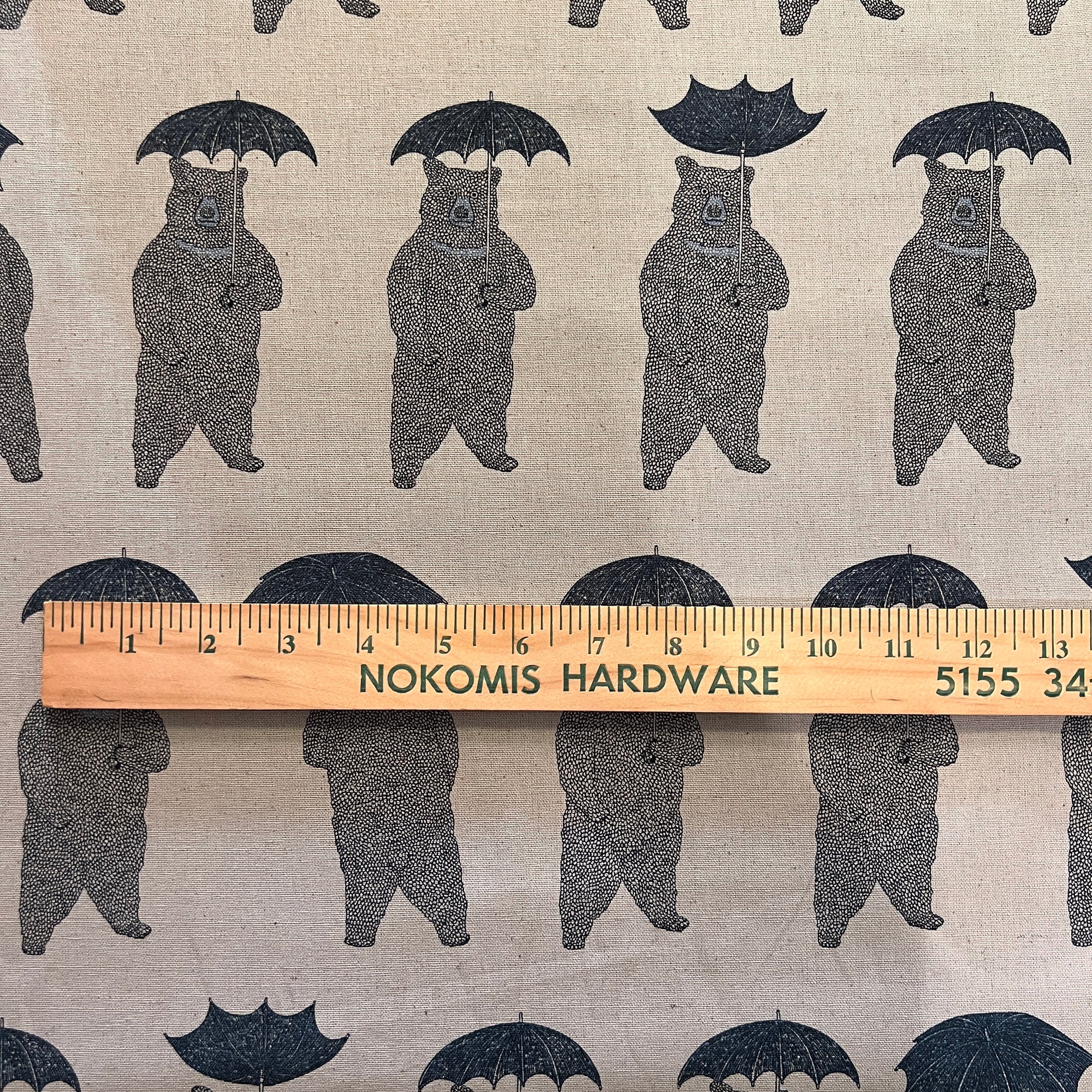 Naoya Hata Bears with Umbrellas Canvas, Oatmeal, 1/4 yard