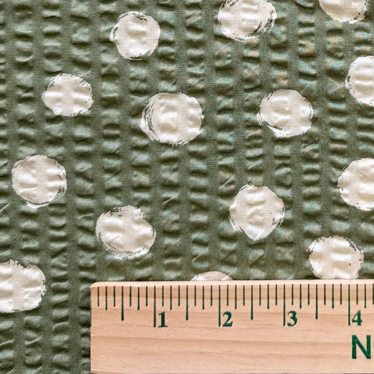 Polka Dot Japanese Ripple Cloth, Ecru on Sage, 1/4 yard